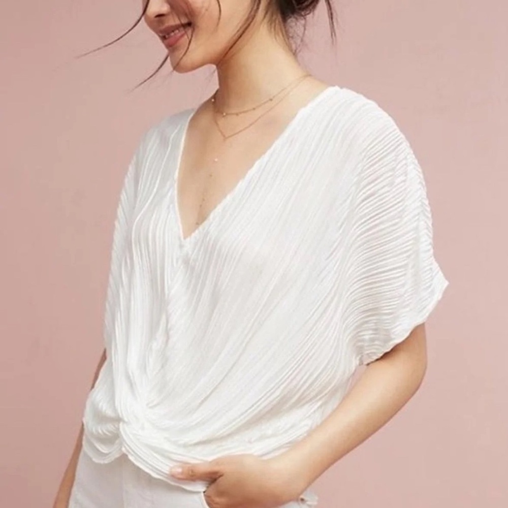 Eri + Ali Anthropologie Knot Front Blouse